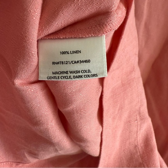 Eileen Fisher 100% Linen Peach Pink Long Sleeve Button Shirt Tunic Top Large - Picture 4 of 8